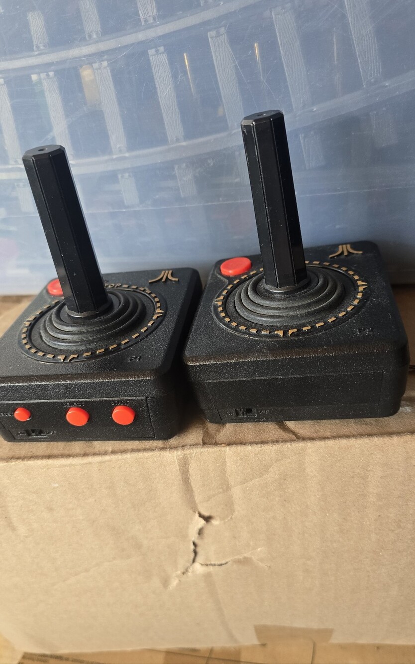 Vintage Atari Video Game Controllers P1 and P2 Joystick